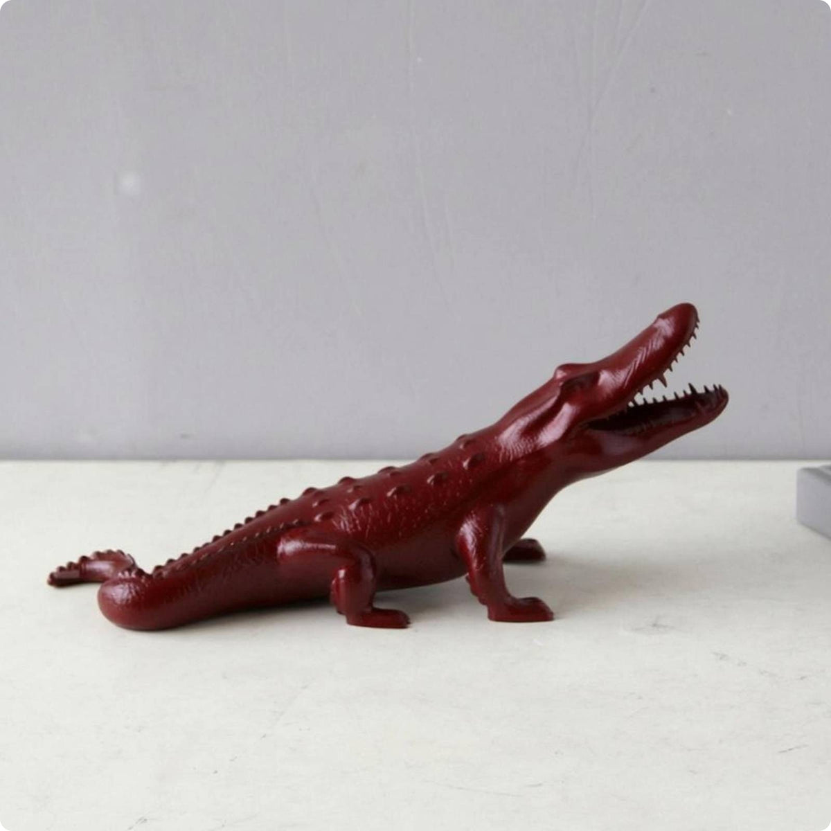 Metal Crocodilian Figurine Textured Animal Statue Detailed Home Decor