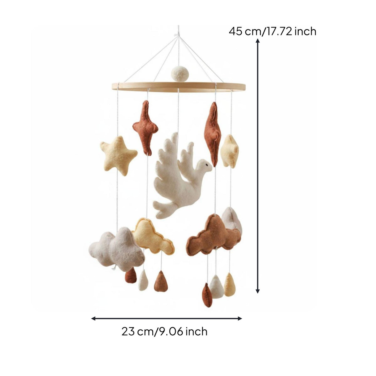Felt Crib Mobile Handmade Nursery Hanging Toy Sleep Aid for Babies, Newborns