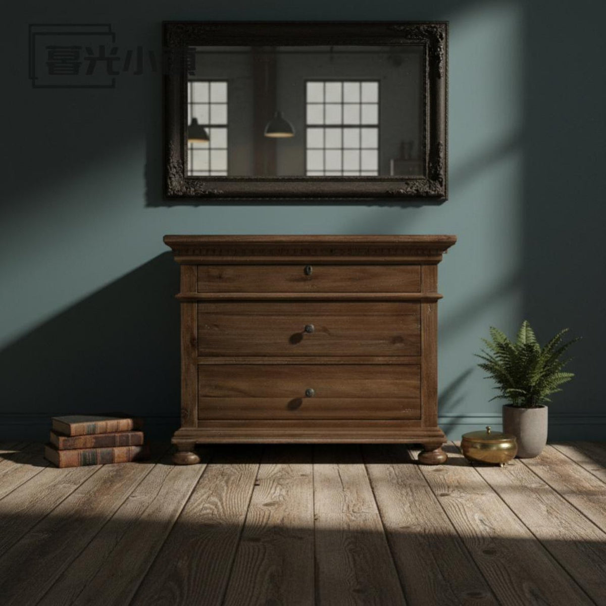 3-Drawer Nightstand French Country Design 3-Drawer Carved End Table for Students