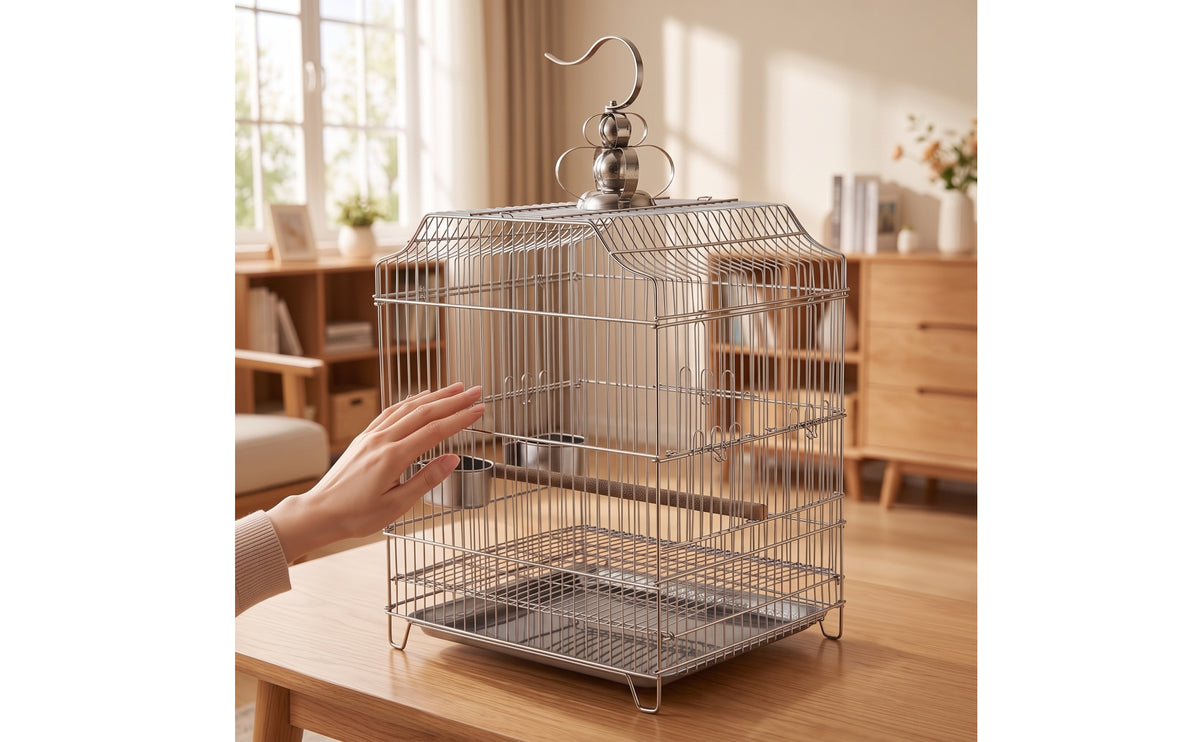 Stainless Stainless Steel Birdcage Cage Easy to Clean Birdcage Cage with Pull-out Tray Heavy Duty for Finches
