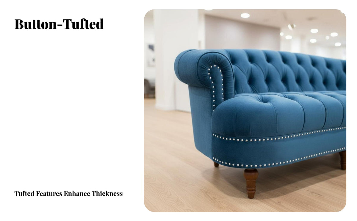 Western design Curved Tufted Settee 3-Seater curve-Shaped Settee Modern Design Sofa Plush Texture for Apartment Dwellers, Interior Designers, Small Space, Reception Area, Boutique, Bedroom