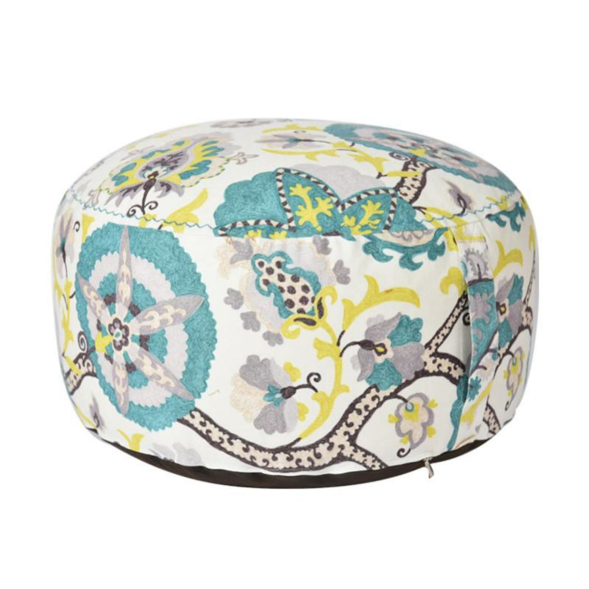 Round serpentPrint Pouf Thick and Comfortable Mandala Pillow with fringe balls