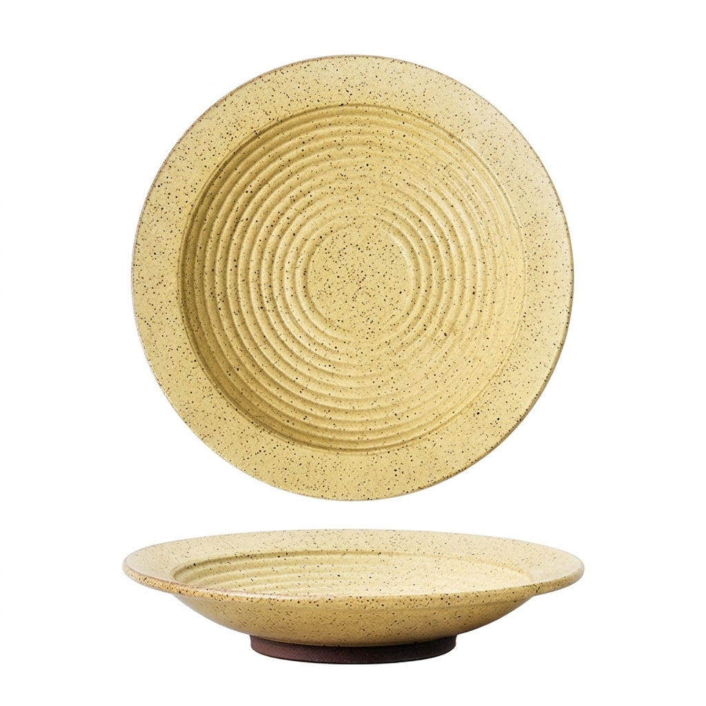 Retro Ceramic Plate, Rust Red Coarse Pottery 8.9-inch