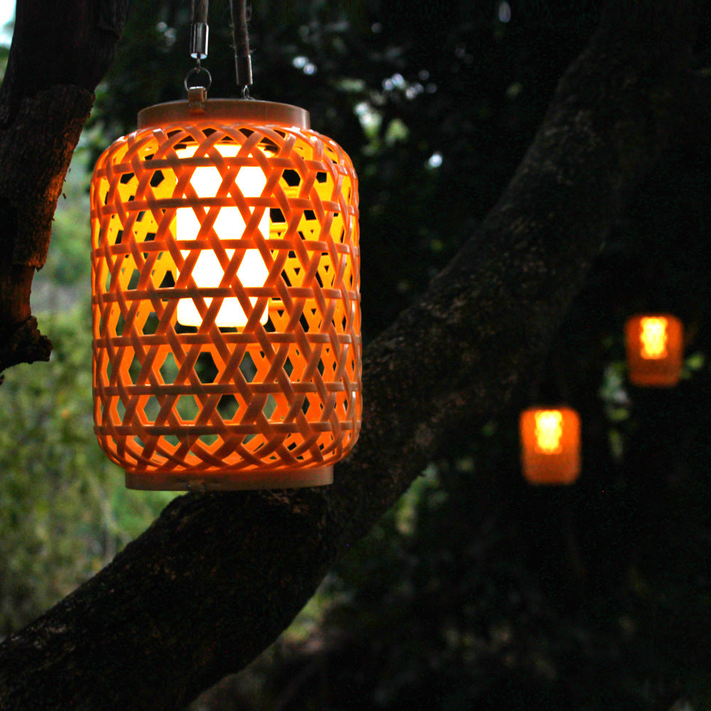 Solar Bamboo-Woven Lantern for Garden and Courtyard