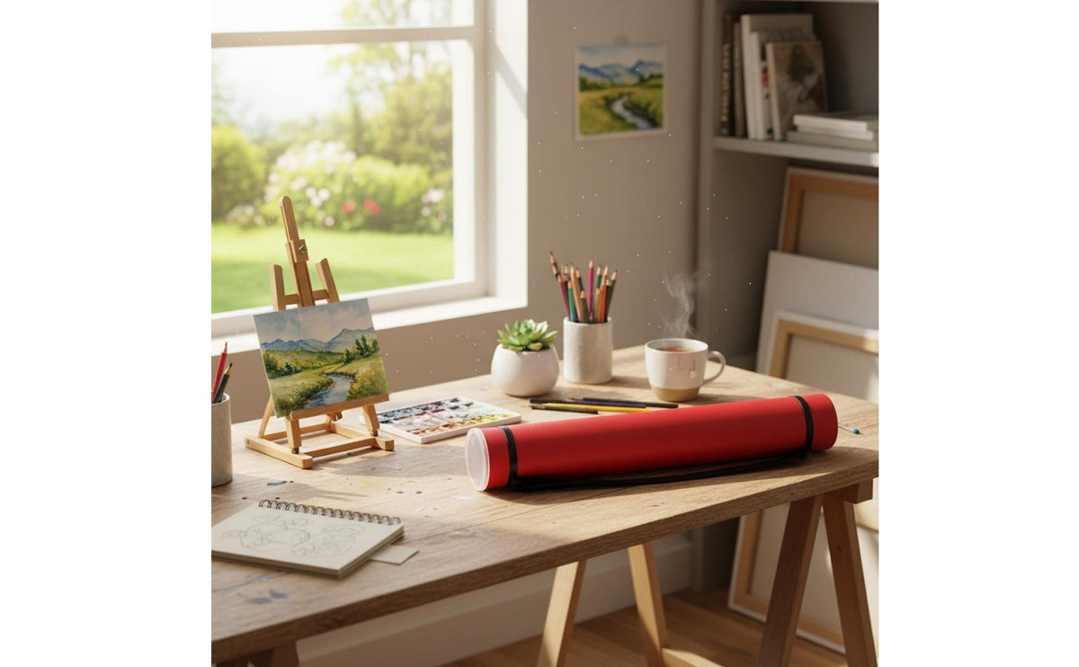 Art Tube with Strap Water Resistant Architectural Plan Storage Tube Portable Document Carrier for Students, Designers, Travel, School