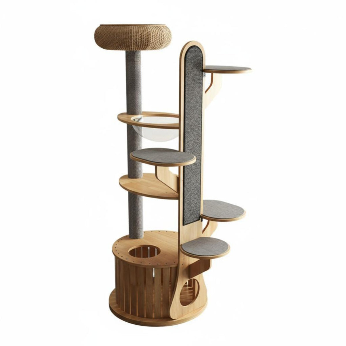 Multi-Level Wooden Climbing Tower abrasionResistant Posts Multi-Level Tower with Condo and Perches Sturdy Construction Cat Furniture for Indoors, Home