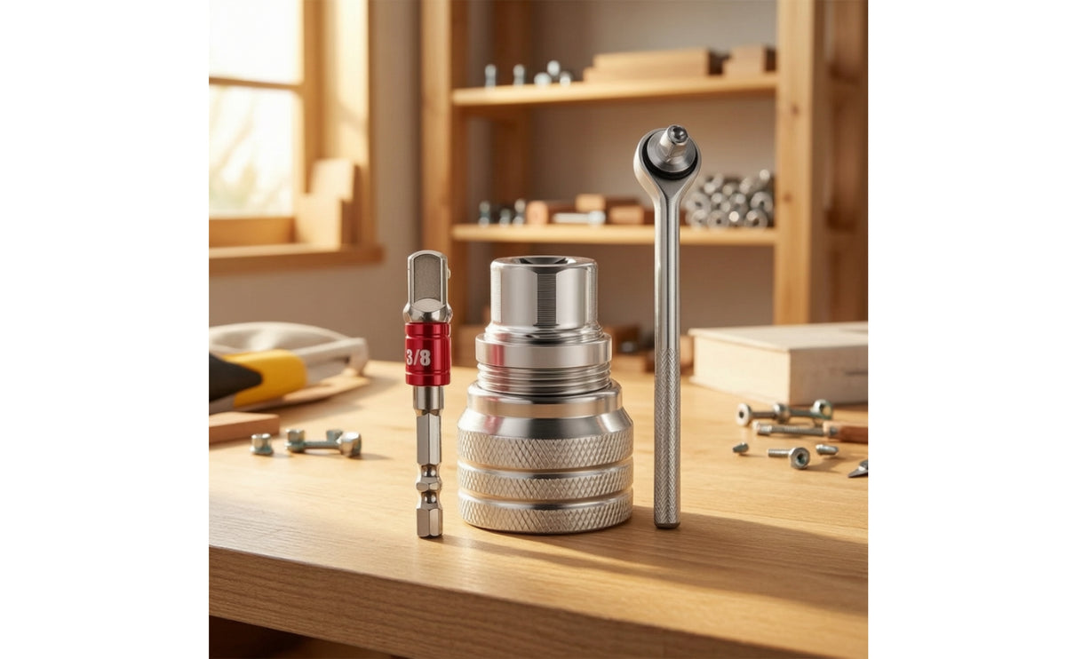 Chrome-Finished Versatile Socket Tool | Knurled, Ratchet Wrench with versatile Socket, for Home Repairs