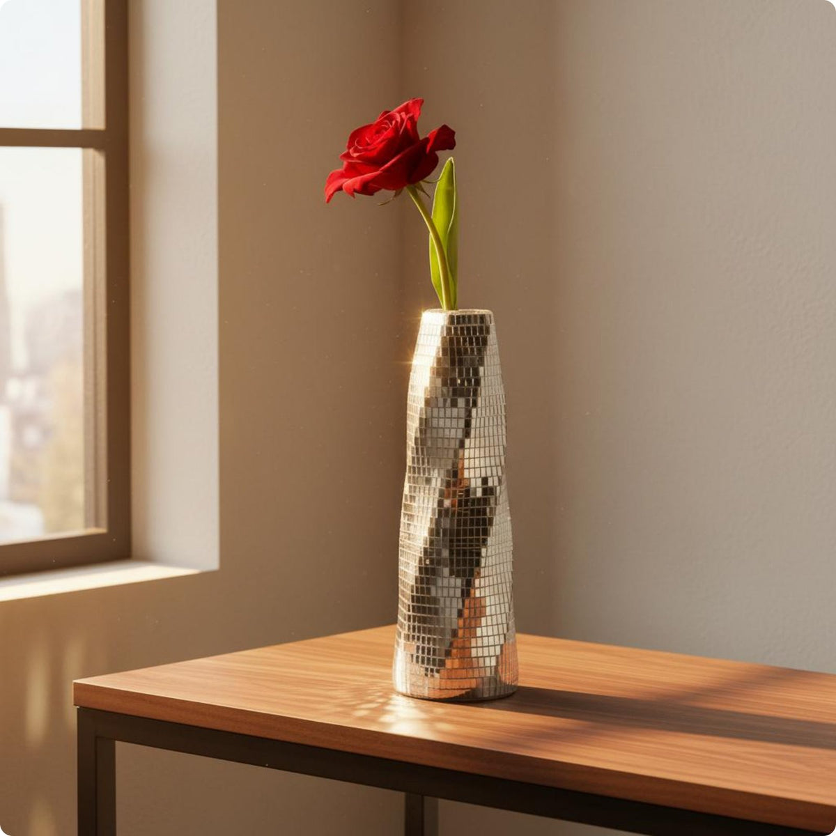 Disco Ball Vase Modern Design Home Decor Compact Size for Tabletop