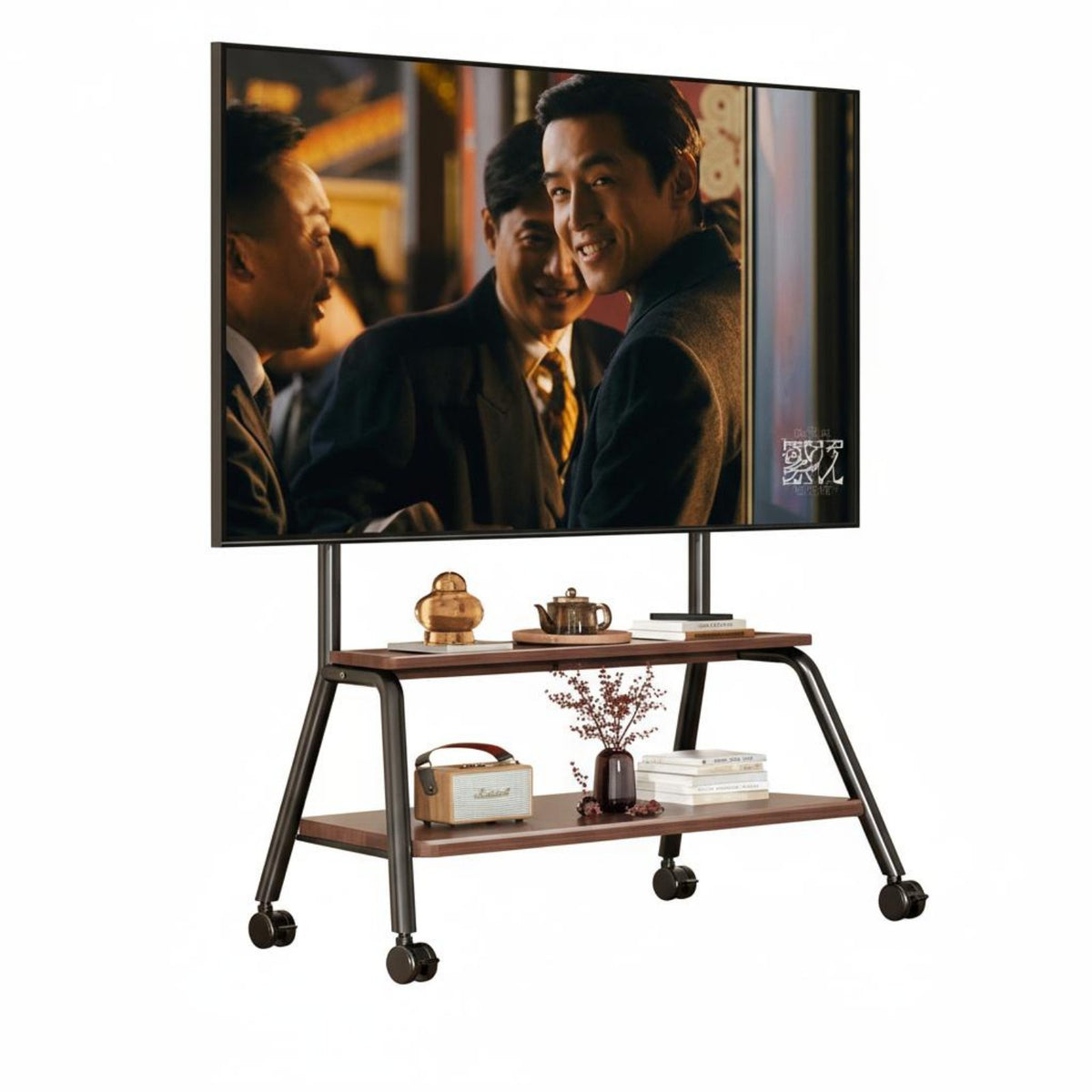 Floor TV Stand with Wheels Universal Adjustable Base TV Stand on Wheels Lockable Casters for Living Room, Bedroom, Office
