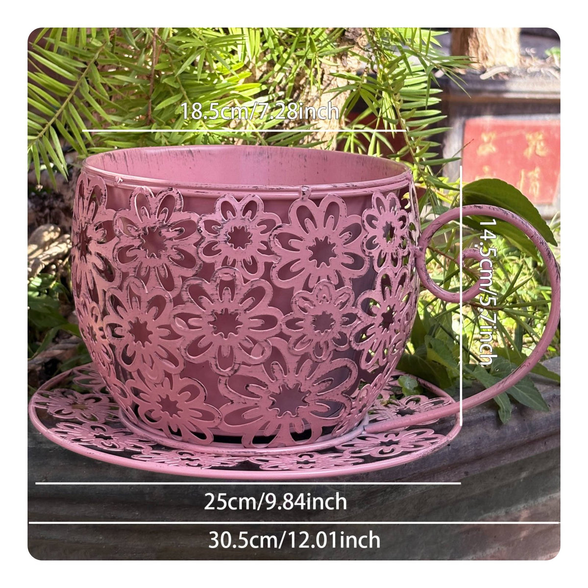 Metal Flower Pot Rustic Design Planter Easy to Clean for Patio, Living Room