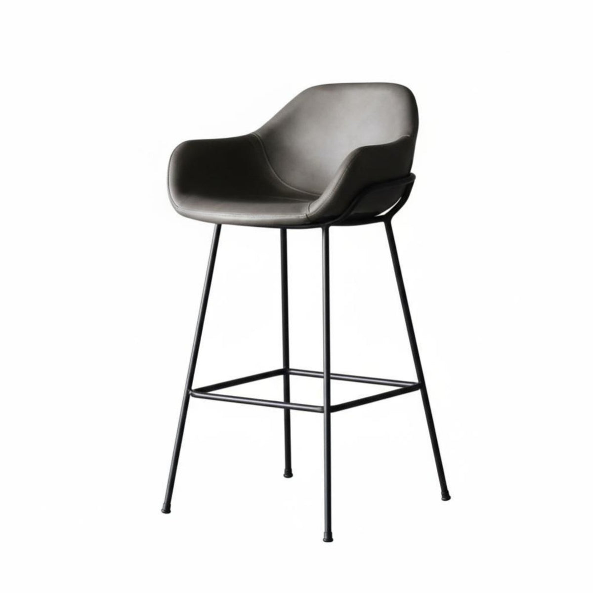 Upholstered Metal Frame Stool Retro Design Bar Chair manufacturing-inspired aesthetic Protective Floor Glides for Bistro
