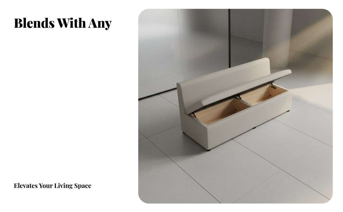 Space-Saving End-of-Bed Storage Bench Narrow Profile Household Furniture Multi-Functional Upholstered Seating Sturdy Construction for Apartment Dwellers, Interior Decorators, Bedroom, Living Room, Entryway, Under a Window
