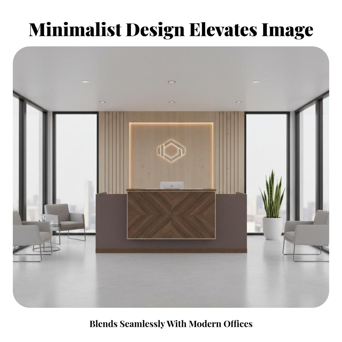 Modern Reception Desk Simple Elegant Business Welcome Desk Sturdy Surface Wood Panel Cashier Counter for Receptionists, Business Owners, Lobby