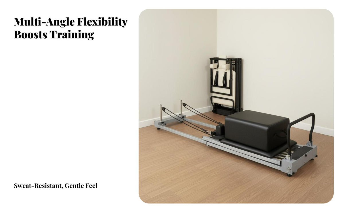 Space-Saving Foldable Pilates Reformer Multifunctional Pilates Core Bed Adjustable Resistance Folding Reformer Machine High-Density Padding for Beginners, Advanced Users, Adults, Strength Training, Gym, Indoor