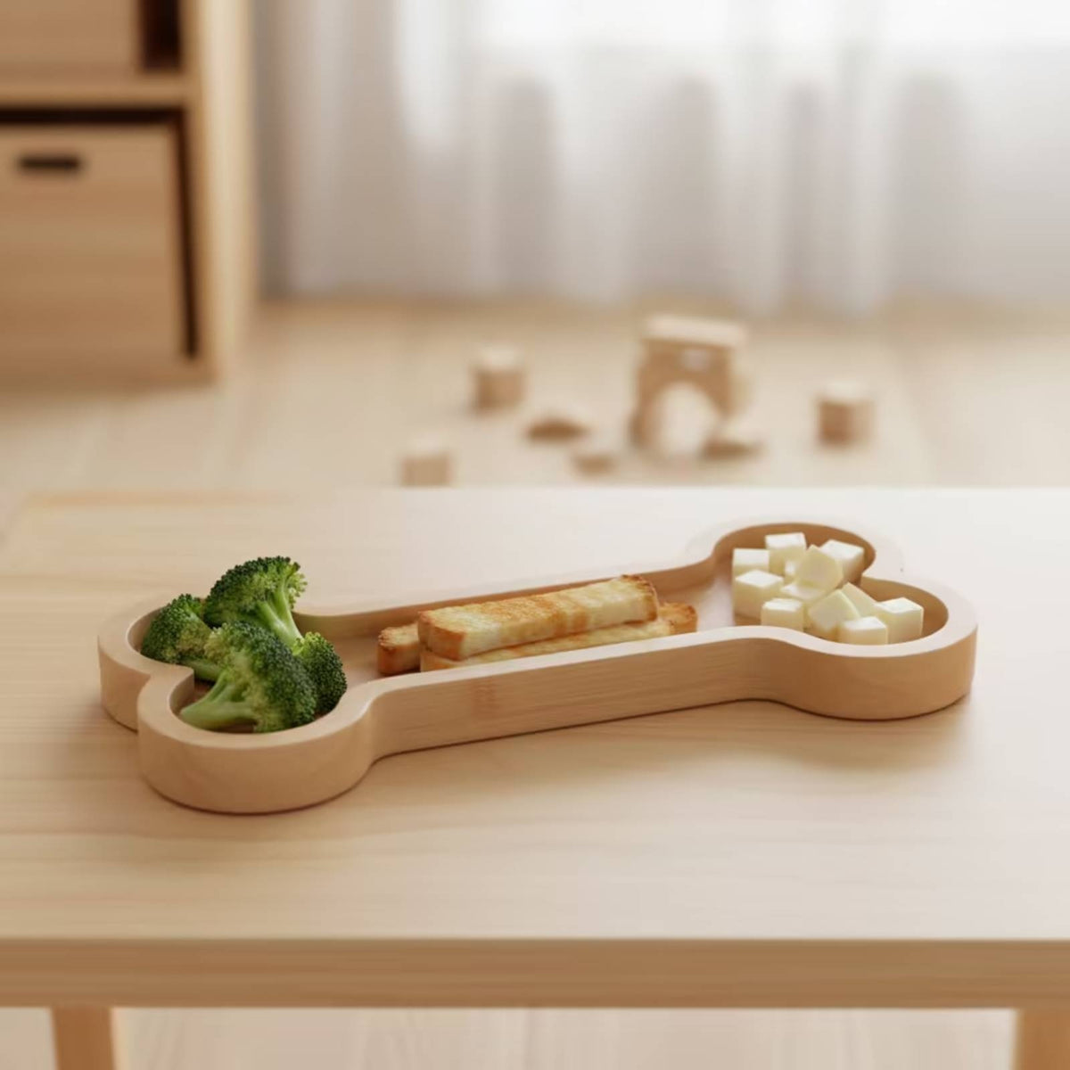 Bamboo Plate with Compartments Wooden Plate with Compartments Reusable Divided Serving Tray for Babies, Parties