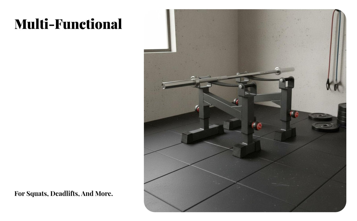 2 Pieces Shock Absorbing Adjustable Deadlift Stand Heavy Duty Barbell Rack Floor Protection Deadlift Pulling Blocks Anti-Slip Design for Powerlifters, Weightlifters, Home Gym