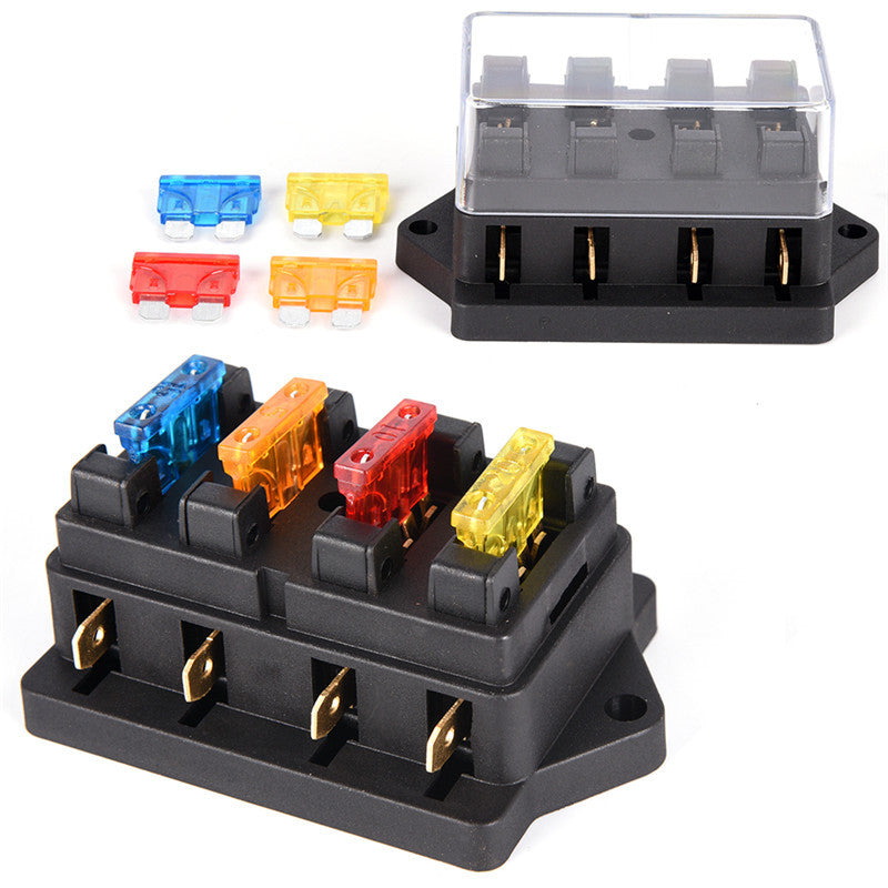 汽车4路电路标准ATO叶片保险丝盒座12V/24V+4路保险丝