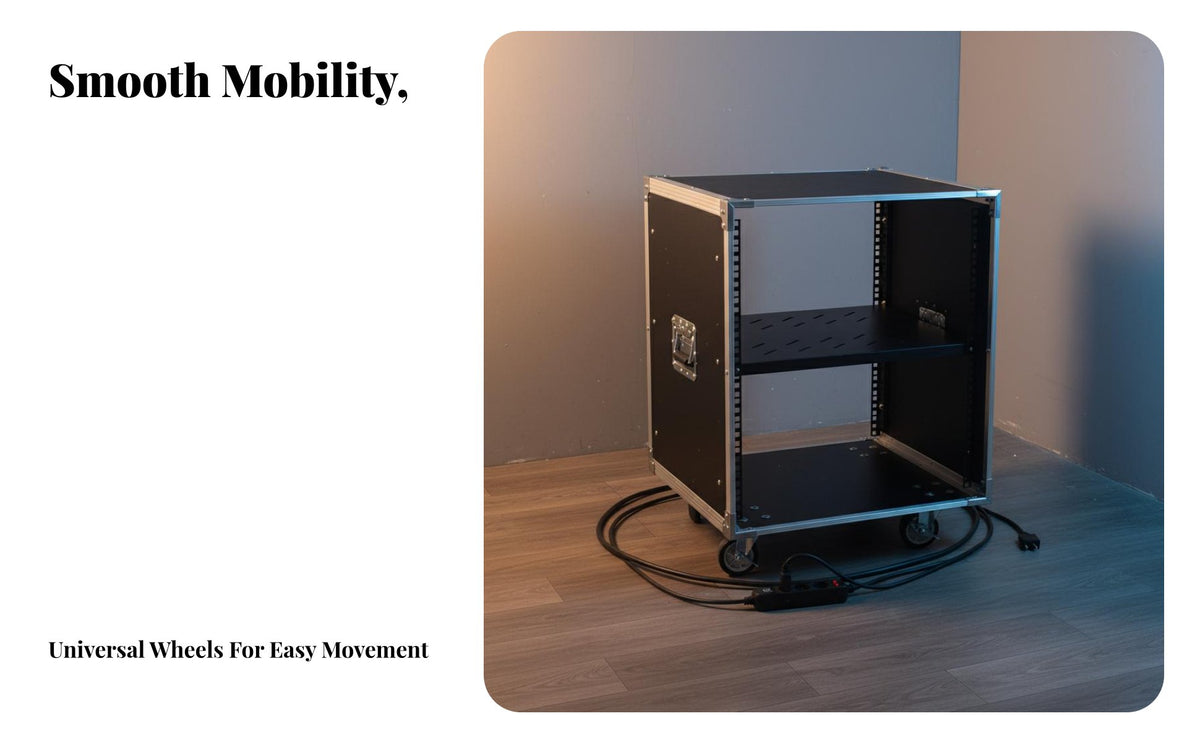 Heavy Duty KTV Sound System Cabinet Heat Dissipation Design Rolling Audio Equipment Cabinet Locking Casters Rolling Equipment Rack Lockable Transparent Door for DJs, Musicians, Studio, Stage, Home Theater