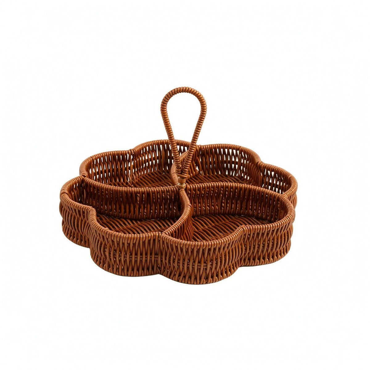 Four-Compartment Tray Decorative Rattan Storage Tray Easy to Organize