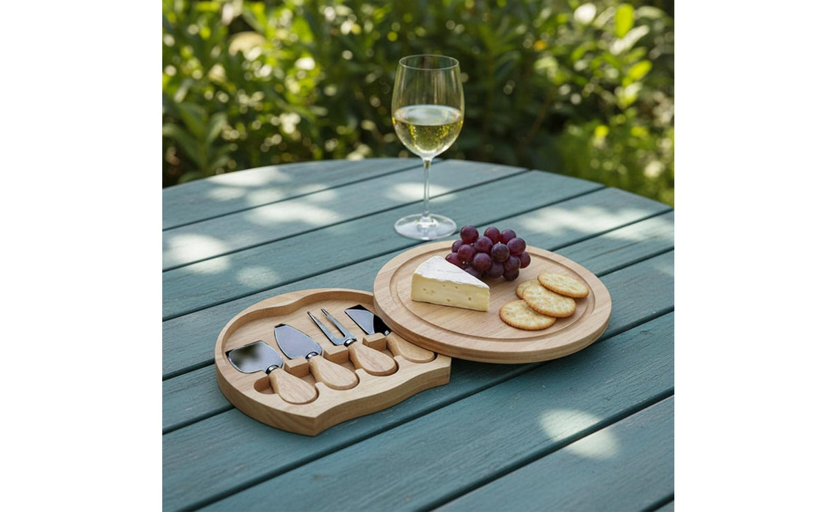4 Pieces Cheese Knife Set Gift Ready Round Box Cheese Knife Set Rustic Style