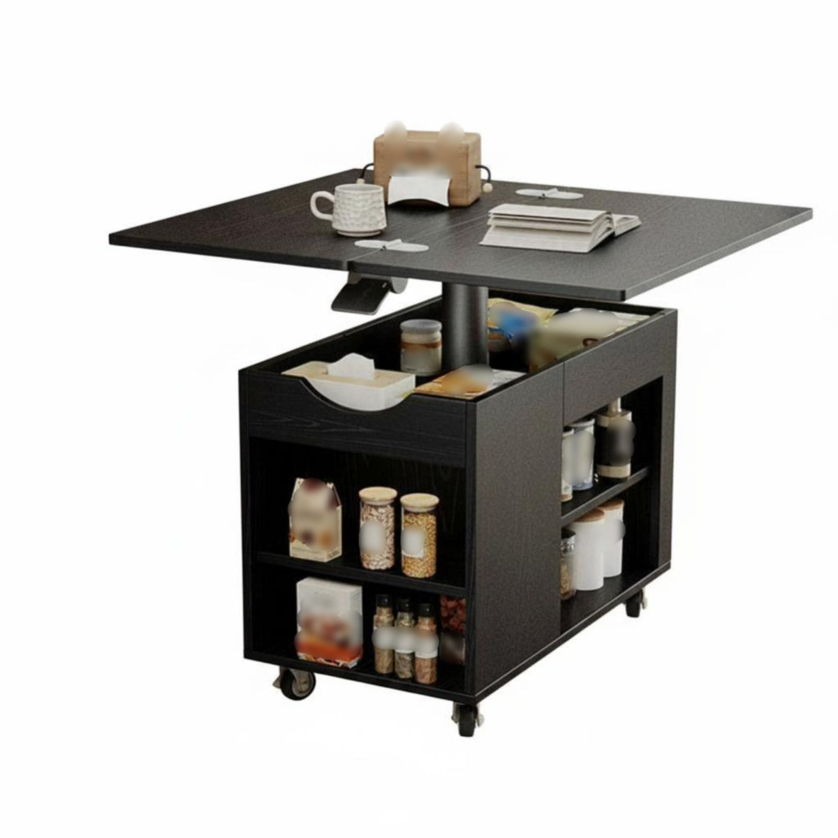 Multi-Functional Convertible Lift-Top Coffee Table Adjustable Height Lift-Top Coffee Table Mobile with Wheels Storage Furniture Space-Saving for Apartment Dwellers, Homeowners, Telecommuting Workers, Living Room, Small Areas, Bedroom, Balcony