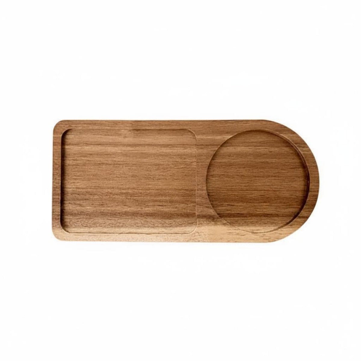 Wooden Tray Unique Shape Wooden Tray with Rattan Coaster Handcrafted Acacia Wood Snack Platter for Home, Cafe, Hotel