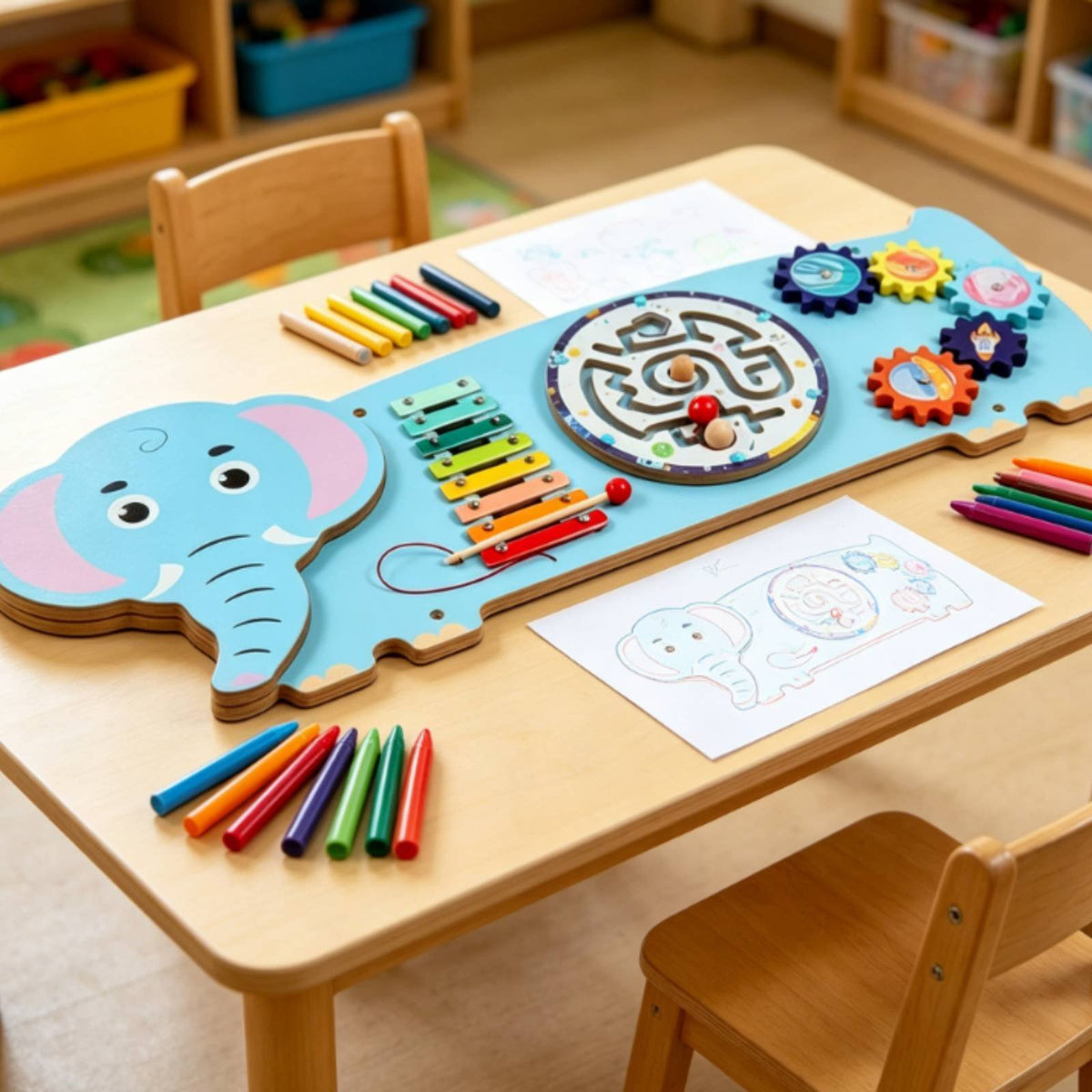 Wood Wall Activity Board CE Certified Wall-Mounted Educational Board Hand Eye Coordination for Preschoolers