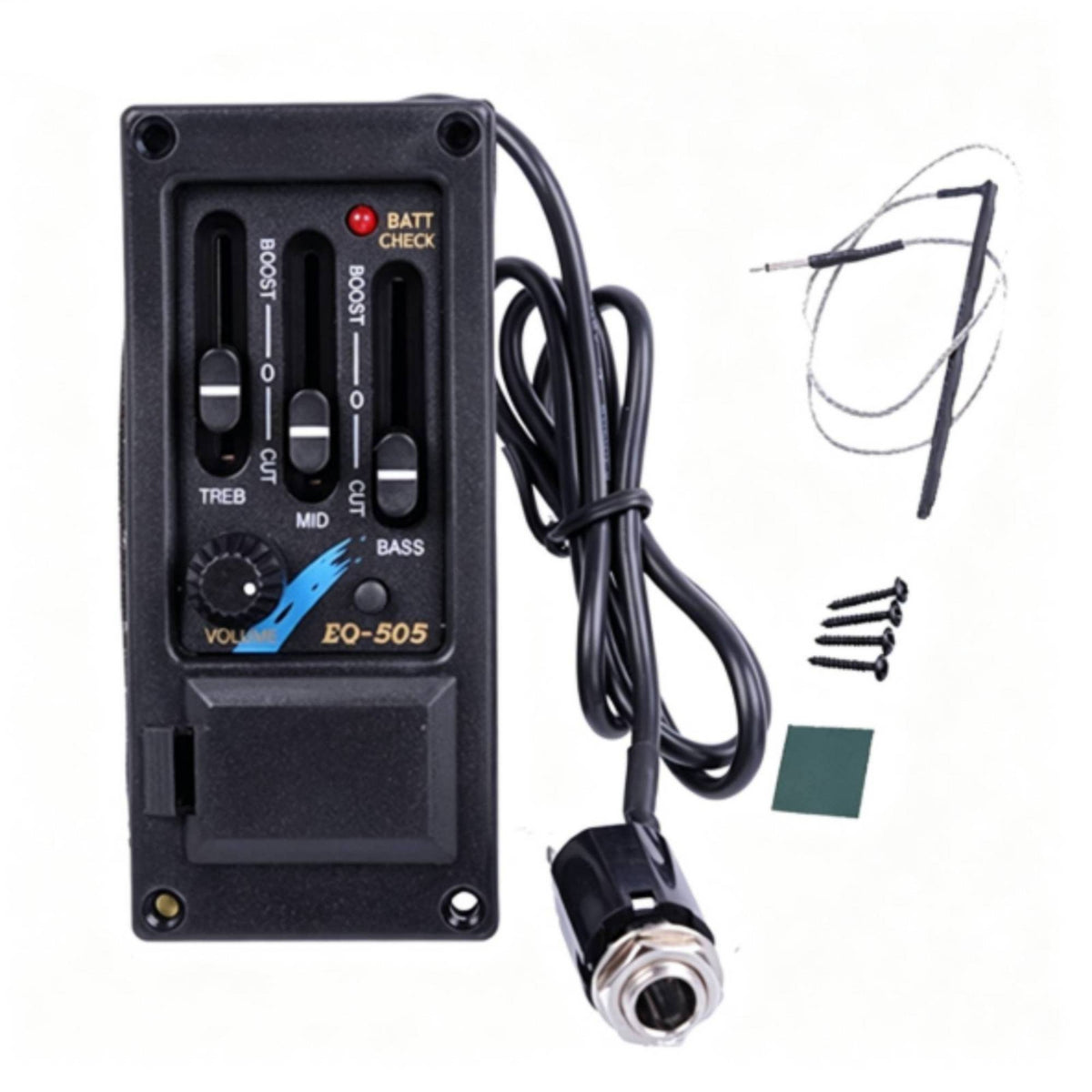 3-Band Acoustic Guitar Pickup Preamp System Pre-Wired Acoustic Guitar Pickup with EQ Built-in Preamp with EQ Active for Guitarists, Luthier
