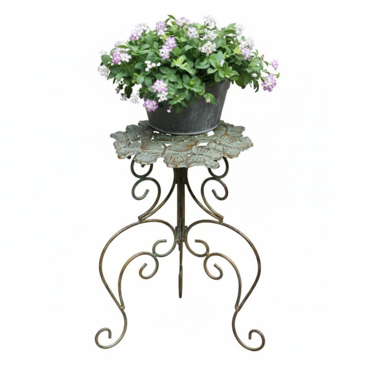 Butterfly Design Plant Stool Ornate Metalwork Garden Furniture Hollow-Carved Top