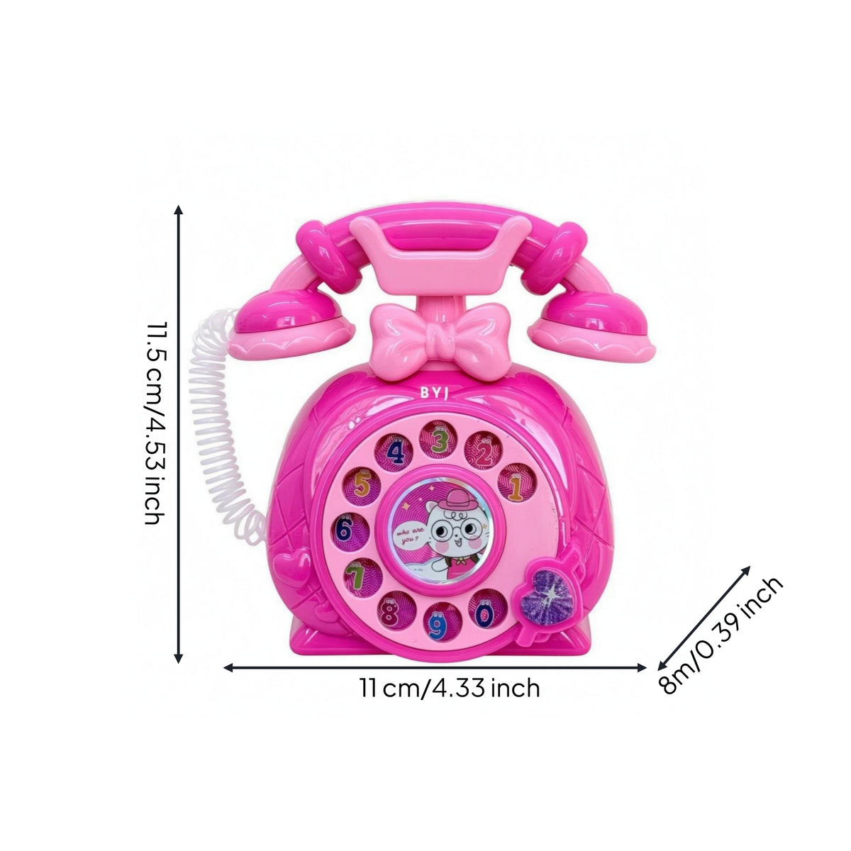 Retro Toy Telephone Vintage-Inspired Rotary-Style Toy Phone Pretend Play Telephone Decorative Bow Coiled Cord for Children