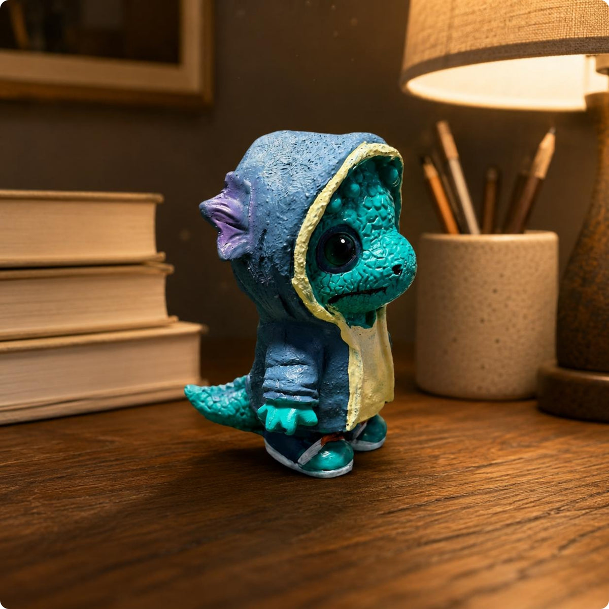 Baby Dragon Figurine Reptile Like Hooded Dragon Figure Detailed Design Whimsical Ornament