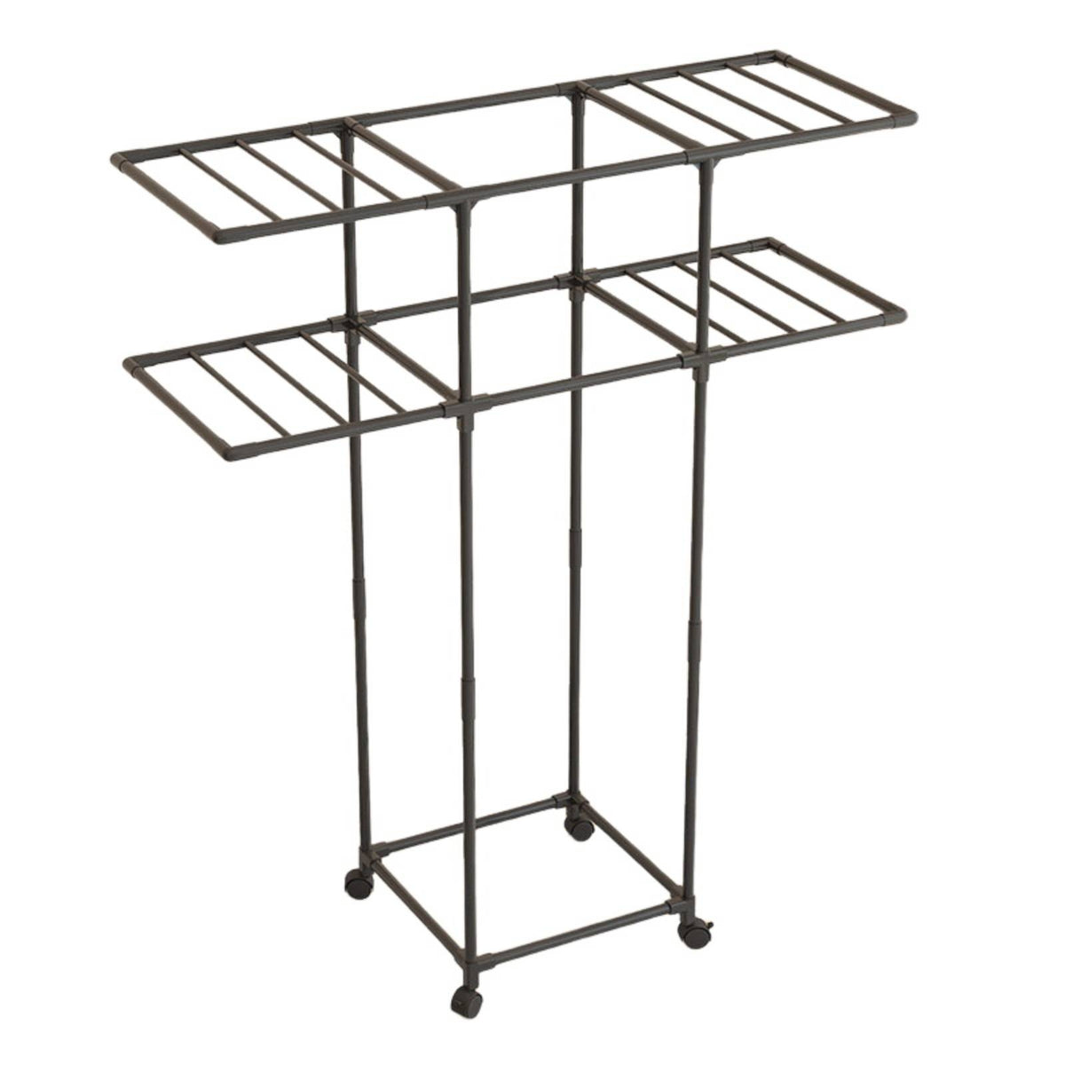 Double Rod Clothes Rack Metal Clothes Rack with Wheels Versatile for Bedroom