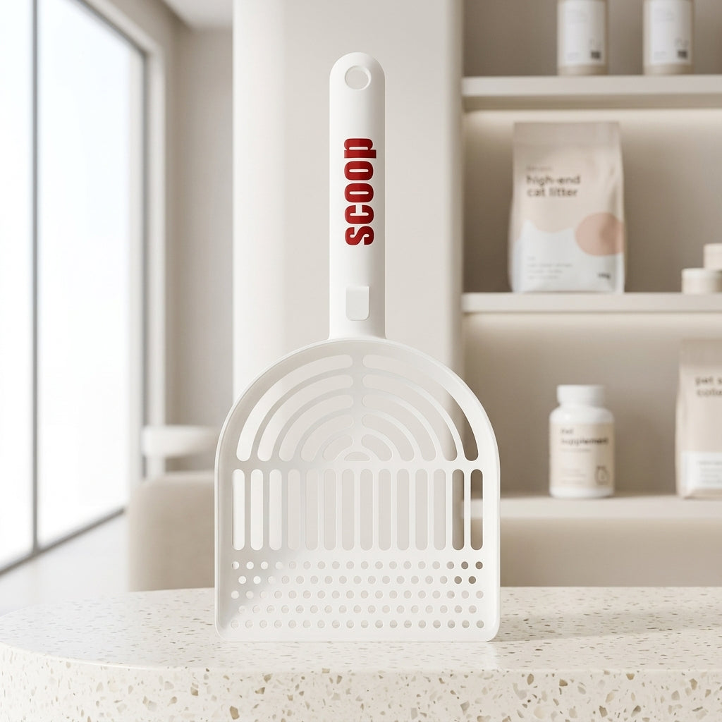 Cat Litter Sifter and Metal Scooper, Large Size Stainless Steel Fine Mesh Litter Sifter for Clumping Bentonite Metal Ladle for Cat Owner