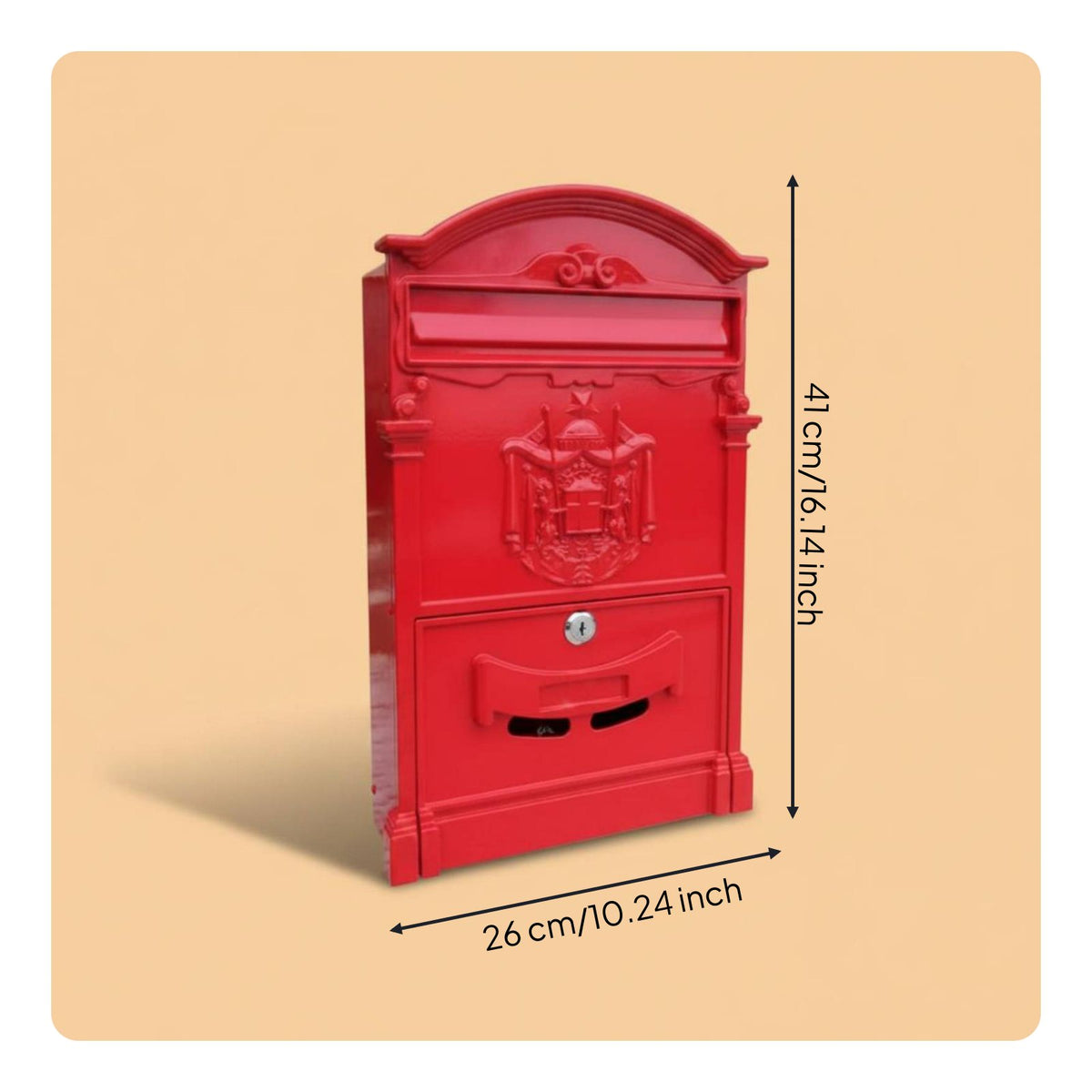 Vintage Wall Mail Box Rust Resistant Wall Mounted Mailbox Powder Coat Finish