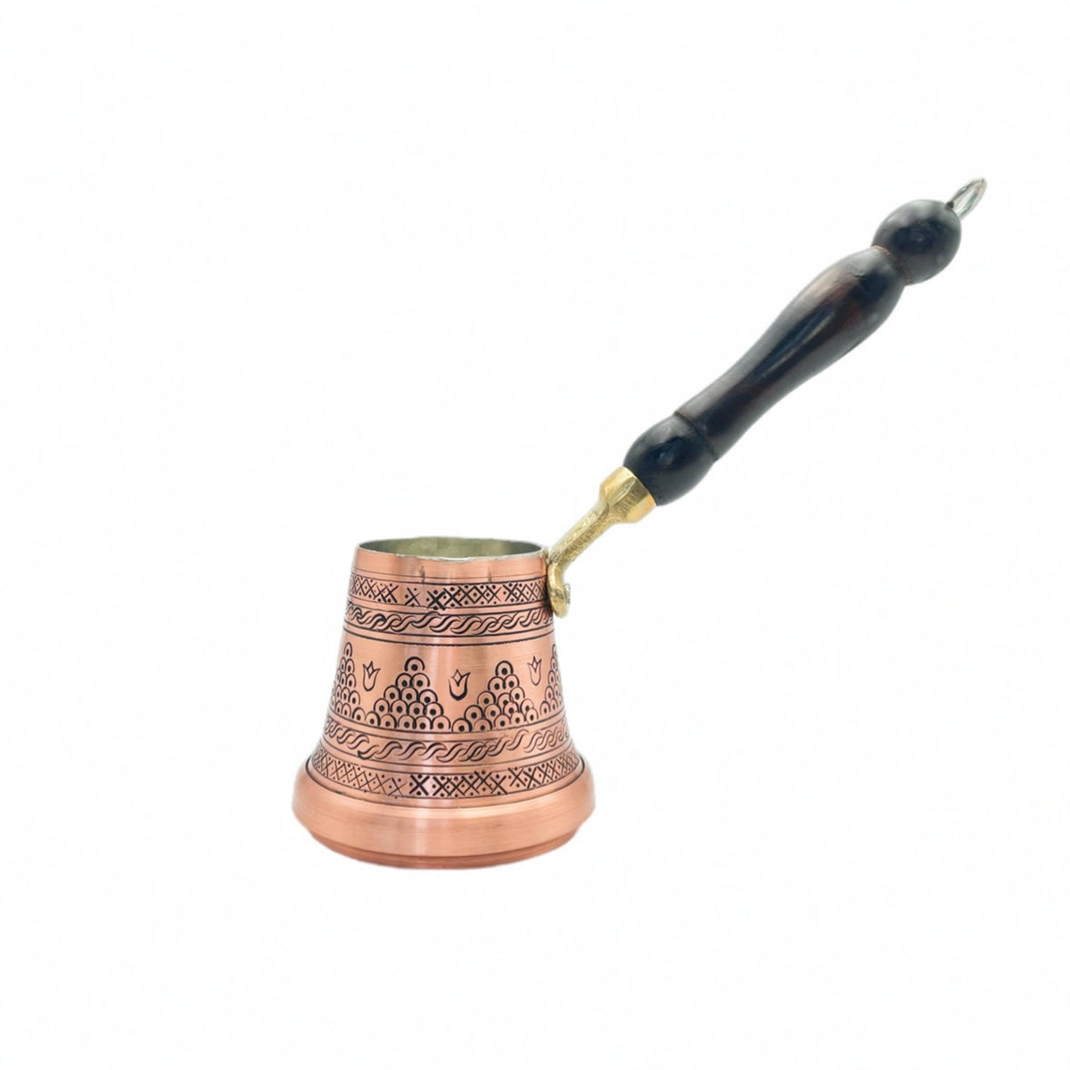 Wooden Handle Cezve Flared Body Turkish Coffee Pot Stovetop