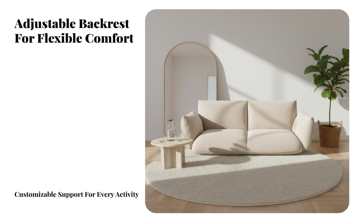 Minimalist Aesthetic Adjustable Floor Lounger Low-Profile Design Adjustable Padded Recliner Soft Padding Lounge Sofa Sturdy Frame for Small Space Dwellers, Readers, Students, Reading Nook, Living Room, Bedroom, Apartment