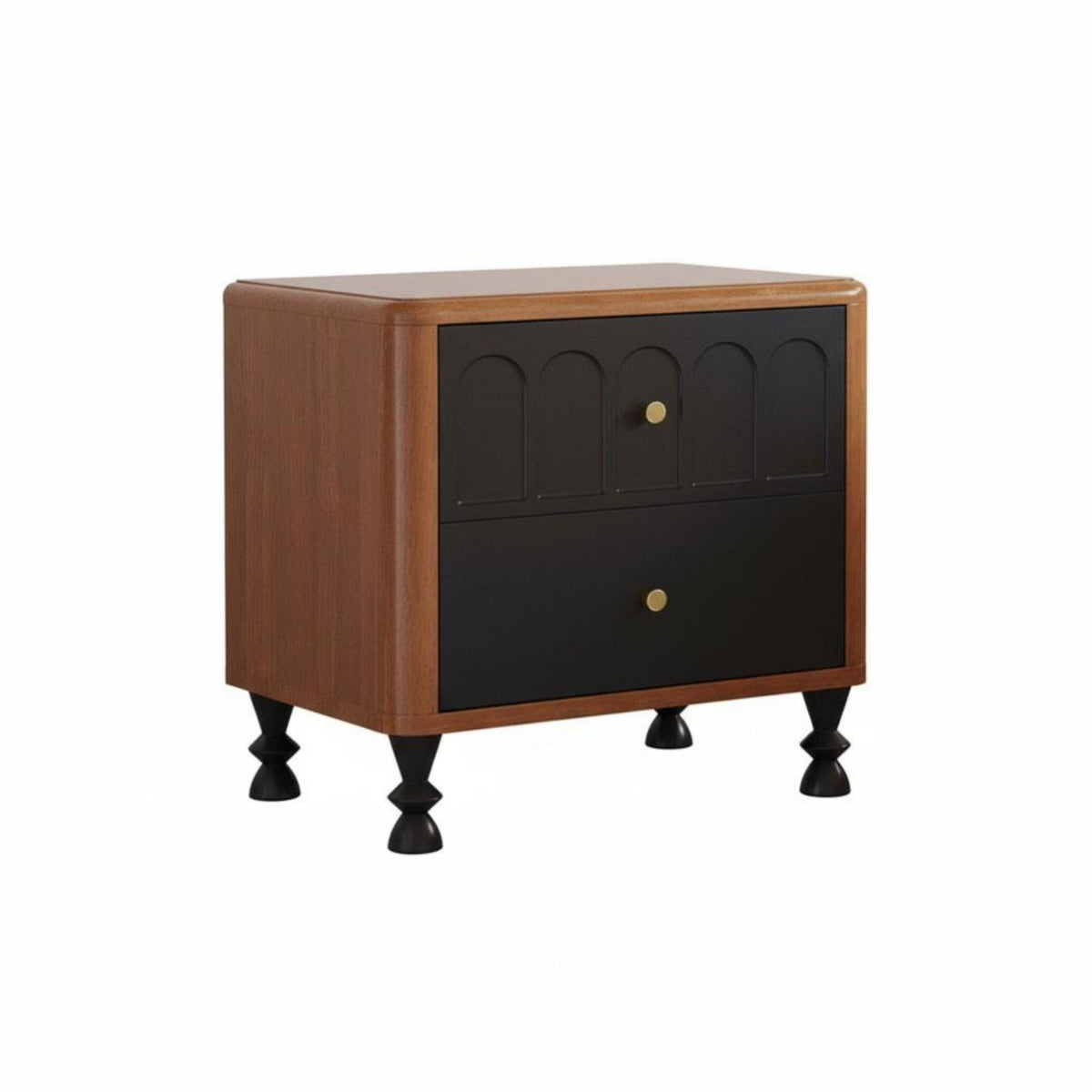 2-Drawer End Table Retro Aesthetic Nightstand Sturdy Frame for Home, Renters