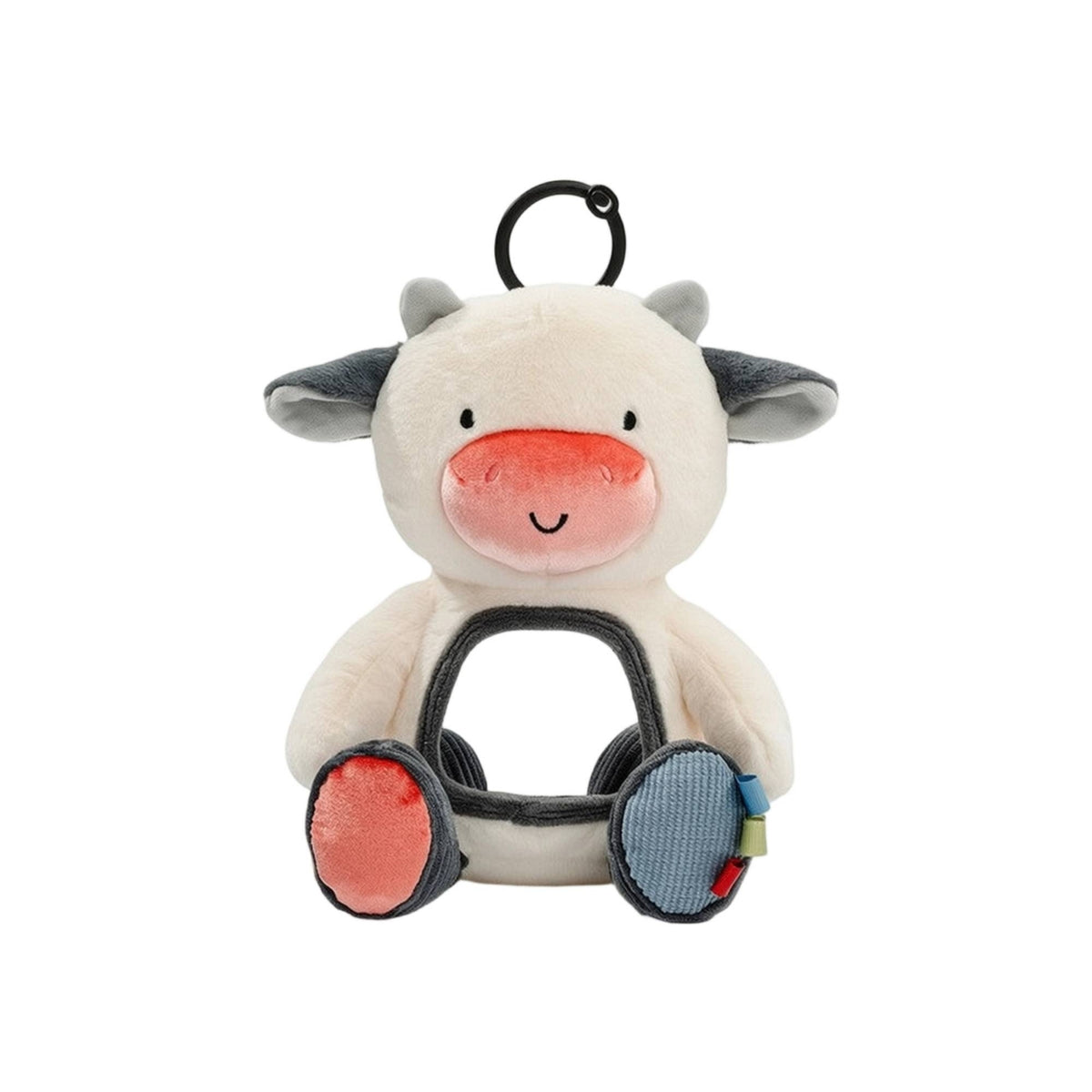 Sensory Stuffed Animal with Hanging Loop Soft Soft Toy with Mirror Textured Baby Soothing Toy for Infants, Stroller