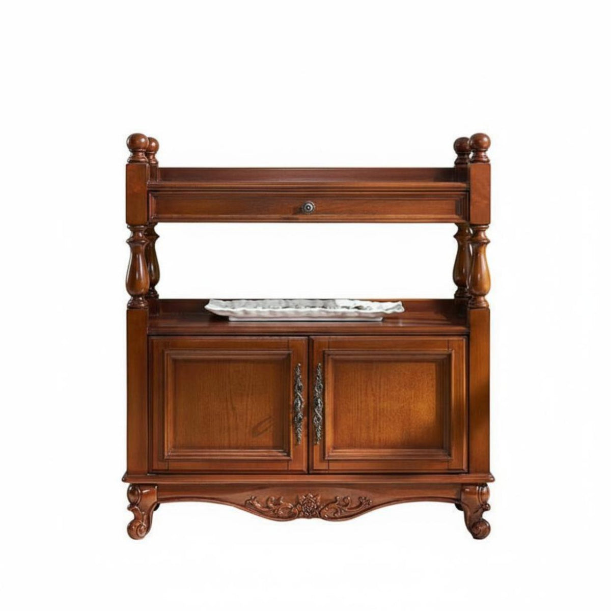 Multi-Tier Display Cabinet adaptable Design Multi-Tier Display Tower With Drawer Narrow shape for Dining Room, perusing corner