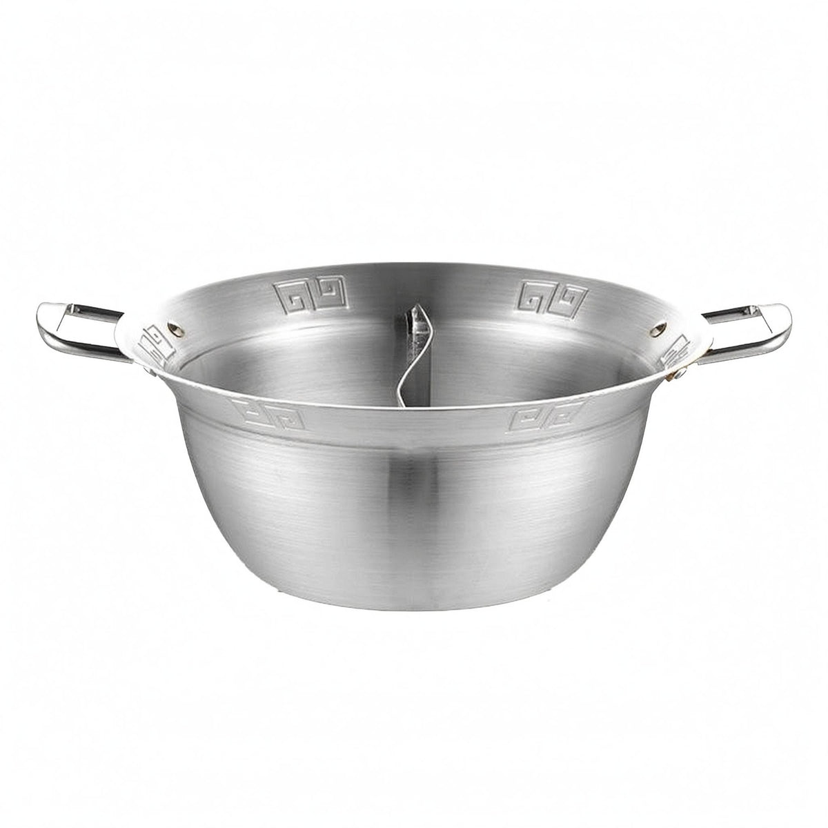 Split Hot Pot With Two Broths Smooth Finish Divided Stainless Steel Hot Pot Even Heating for Restaurant