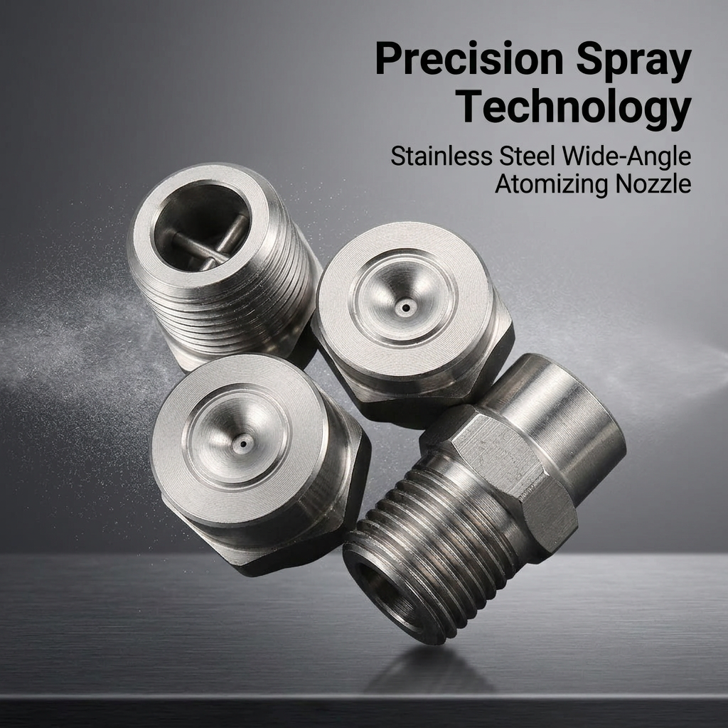 Stainless Steel Spray Nozzles, 120 Degree Wide Angle Solid Cone Industrial Misting Spray Nozzle, 1/4" NPT Thread for Humidifi