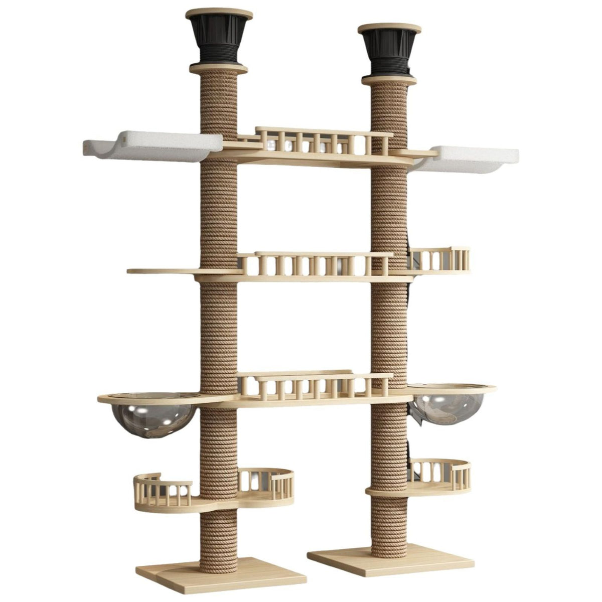 Multi-level wood cat condo tower