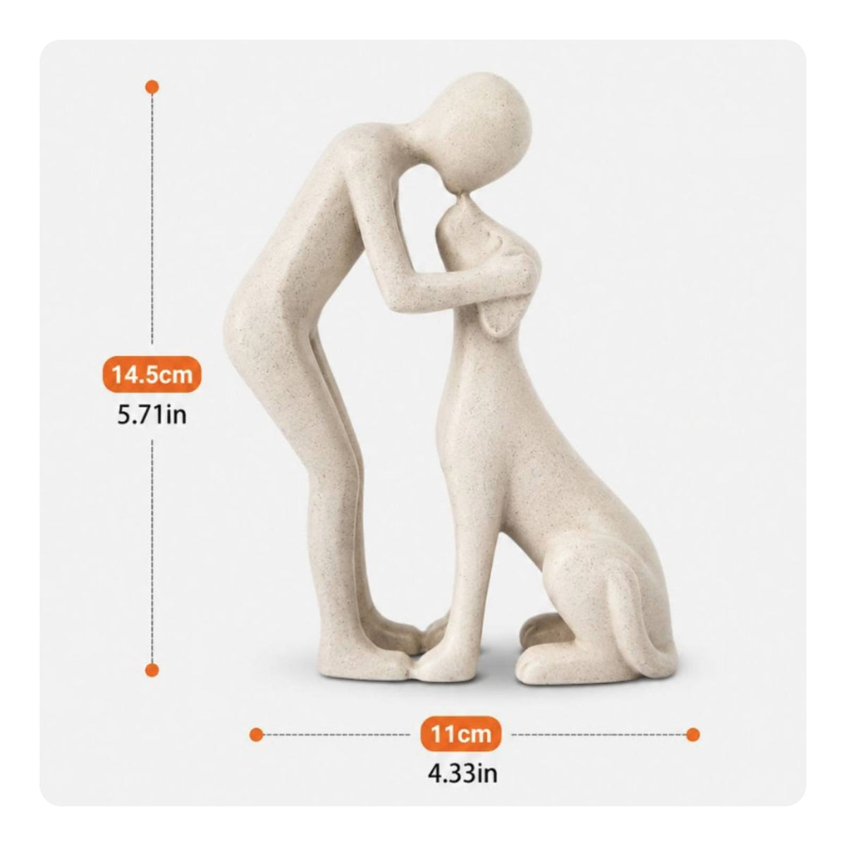 Dog Hug Sculpture Minimalist Dog Sculpture Polished for Shelf, Tabletop