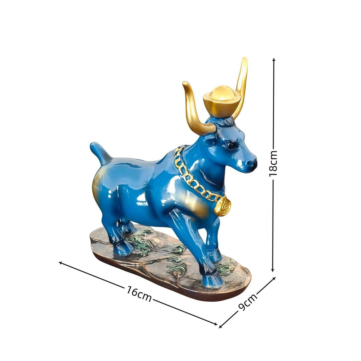 2 Pieces Gold Antler Ox Decor Wealth Attracting Cow Sculpture Collectible