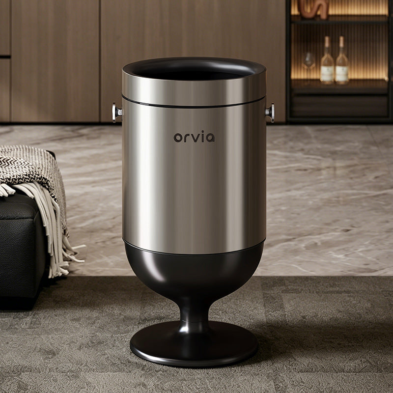 Stainless Steel Wine Glass Shaped Trash Can with Inner and Outer Buckets