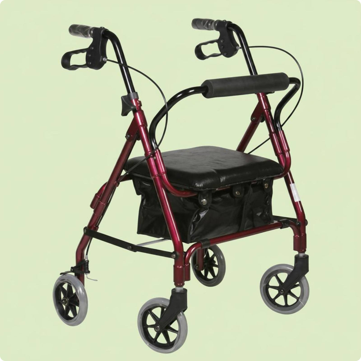 Folding Rollator Mobility Aid Four Wheels Wheeled Mobility Aid with Seat Brake