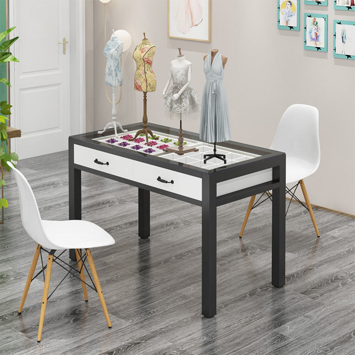 Kindergarten Drawing Table Spacious Desktop Kids Crafting Table and Chair Set Child-Centered Influenced for Students, Preschoolers, Childcare Center