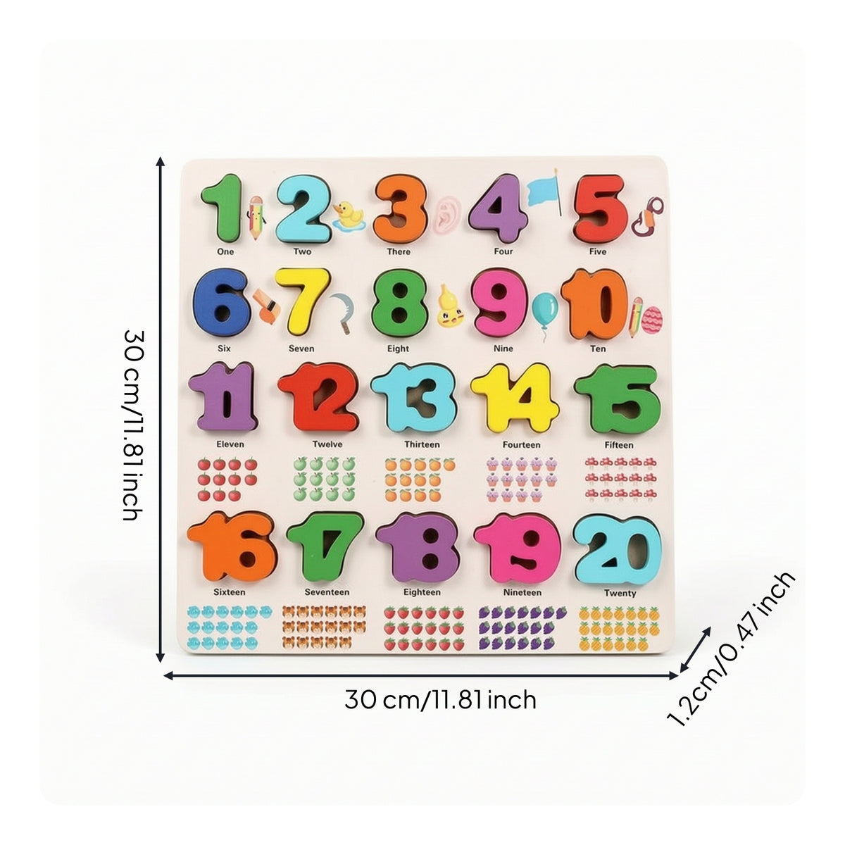 Wooden Matching Puzzle Early-Learning Recognition Board Puzzle Board Educational Shape Recognition Blocks Thick for Toddlers