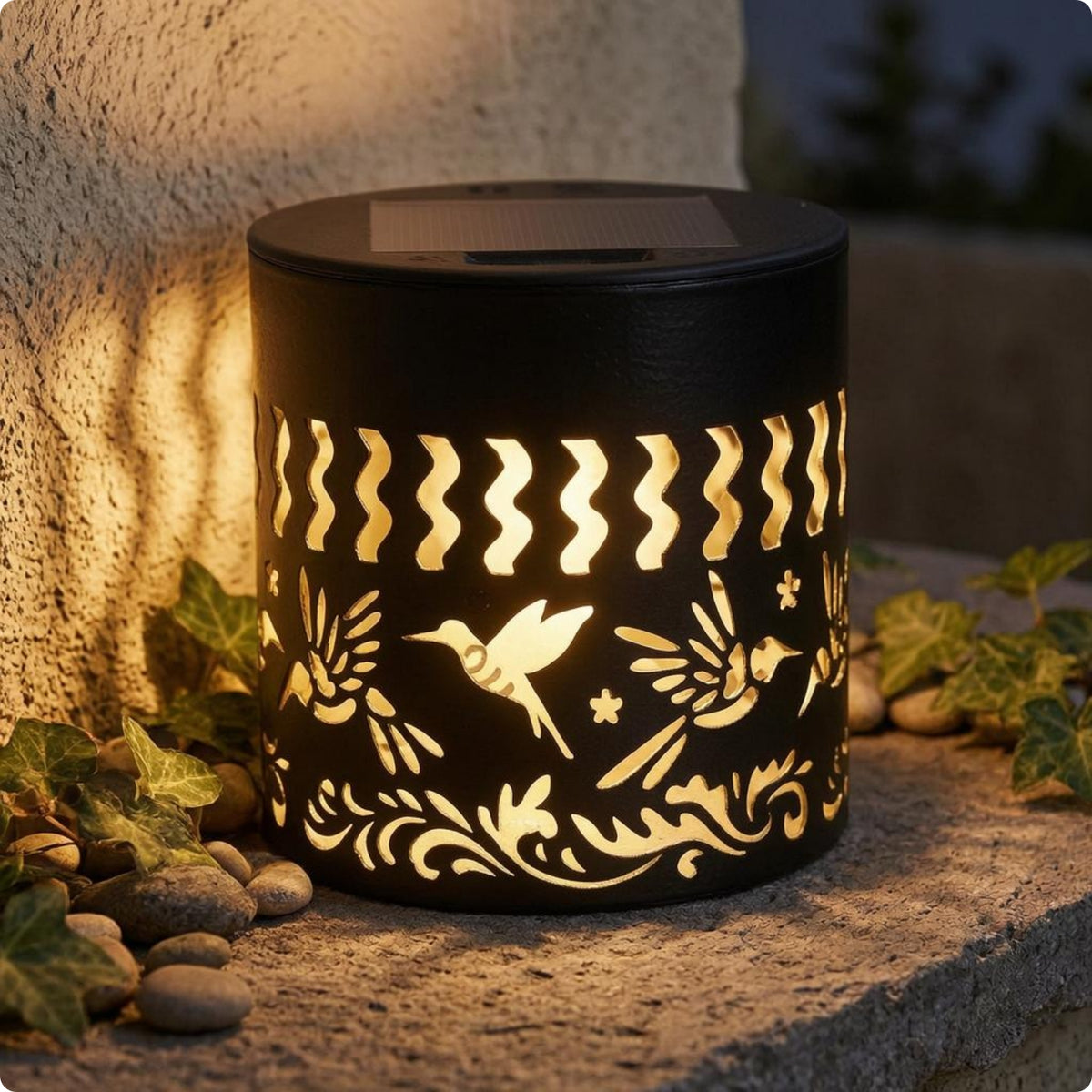Cylindrical Solar Lamp Metal Pathway Light Easy to Clean for Garden