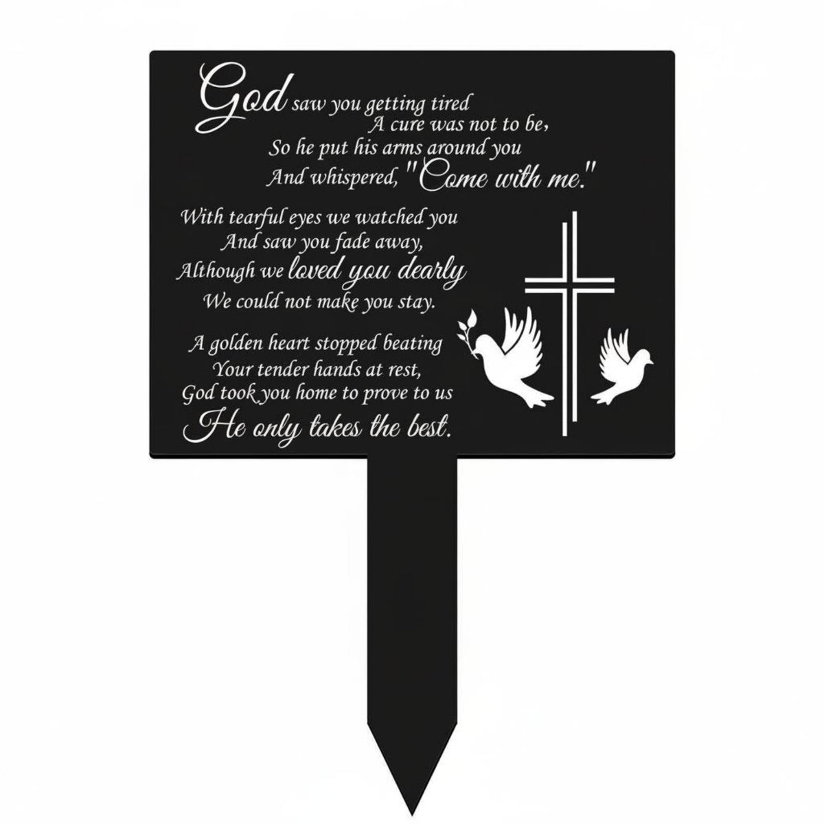 Memorial Plaque Poem Inscription Cemetery Memorial Stake Sign Meaningful Inscription Heart Grave Decoration for Gravesite